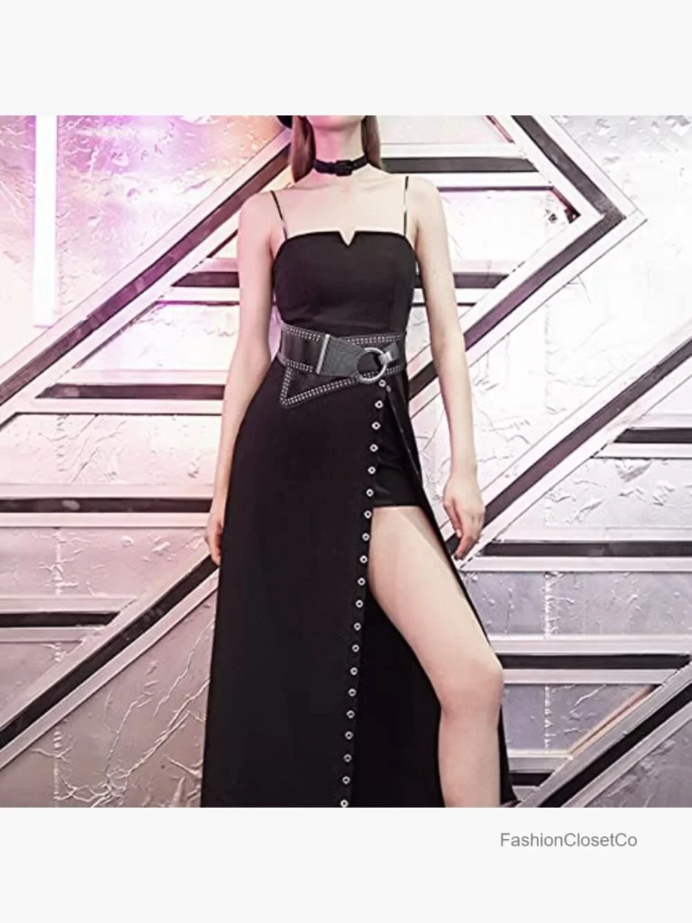 Studded Elastic Wide Punk Chunky Waist Belt for Dresses Retro 80s